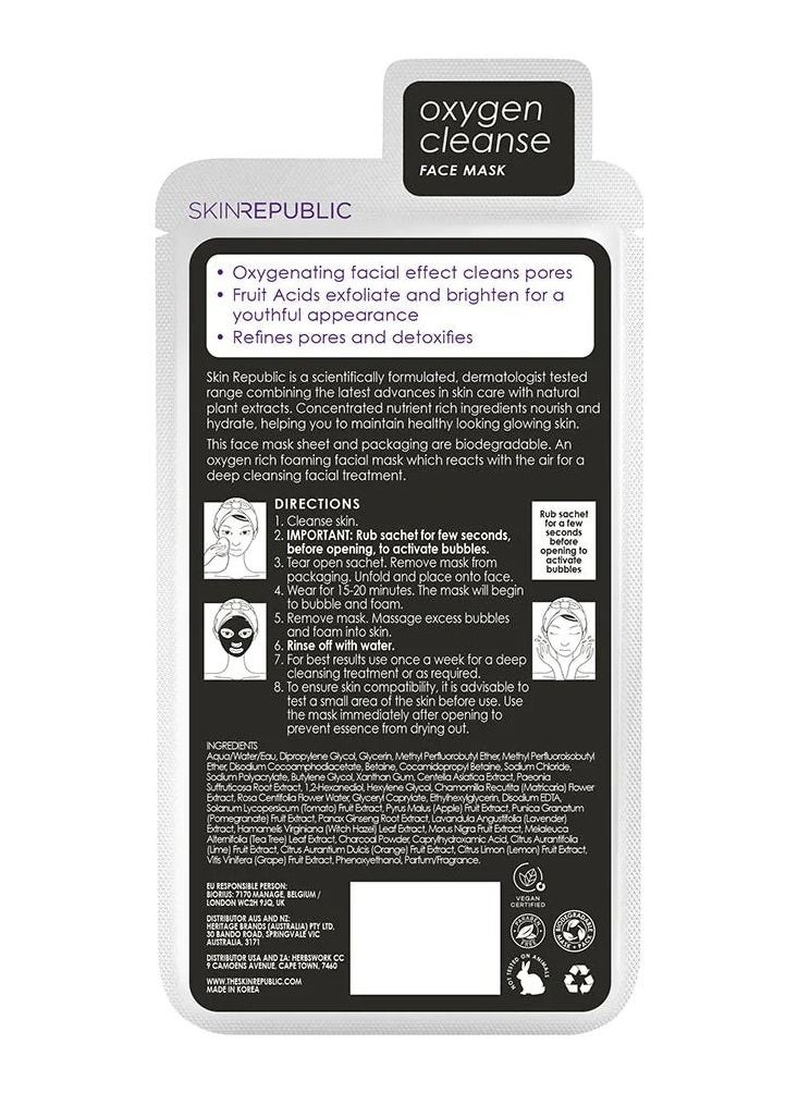 SKIN REPUBLIC - Face Mask Sheet (10 Masks) – Bubble Purifying Serum with Charcoal, Apple & Tea Tree, Fights Pimples, Minimizes Pores, Removes Blackheads, Controls Oil, Exfoliates & Brightens Skin - Image 1