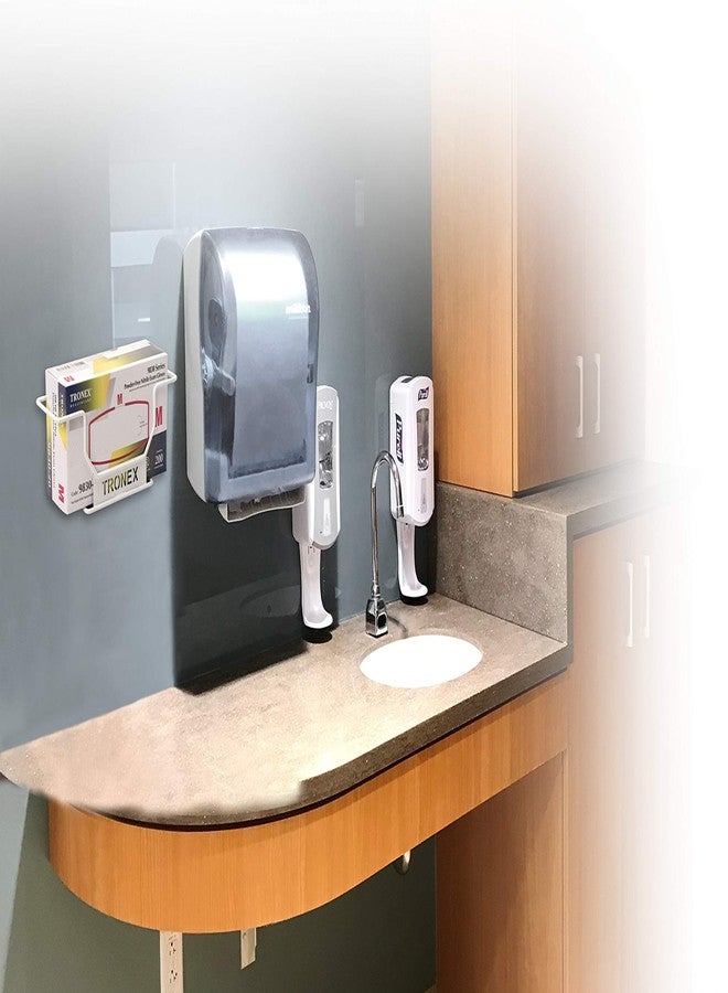 Tronex Single Wire Wall Mounted Rack Tissue Box Rack Disposable Glove Rack Napkin Box Holder Space Saver Durable White Enamel, White (Box of 1) - Image 3