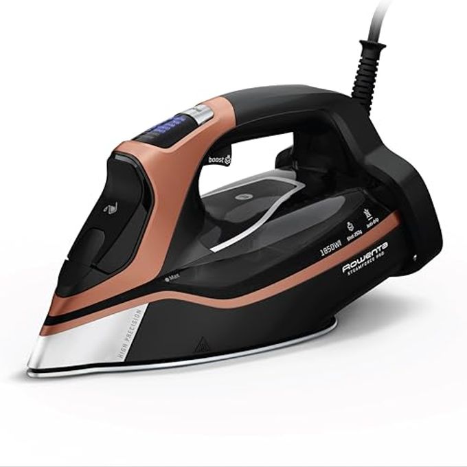 Rowenta Iron Steam Force Pro Steam Iron For Clothes, 1850 Watts, 5 Presets Smart Screen, Stainless Steel Soleplate, High-Efficiency Handheld Ironing, Black Copper, Dw9580 - Image 4