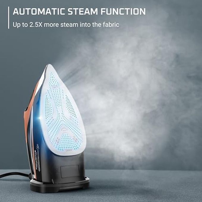 Rowenta Iron Steam Force Pro Steam Iron For Clothes, 1850 Watts, 5 Presets Smart Screen, Stainless Steel Soleplate, High-Efficiency Handheld Ironing, Black Copper, Dw9580 - Image 3