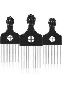 BOAO 3 Packs Metal Afro Pick Combs For Women, Men - Wig Braid, Curly Hair Detangling, Styling And Lifting  - Image 1