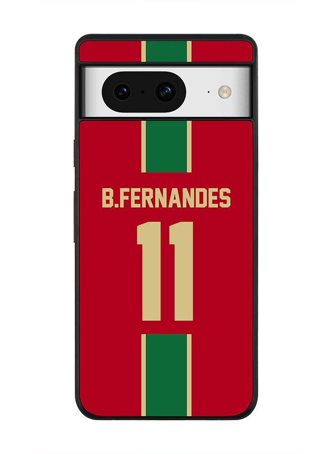Stylizedd Rugged Black Edge case for Google Pixel 8, Custom Slim fit Thin Phone Case Cover - Football Team - Portugal, Player Name - B.Fernandes - Image 1