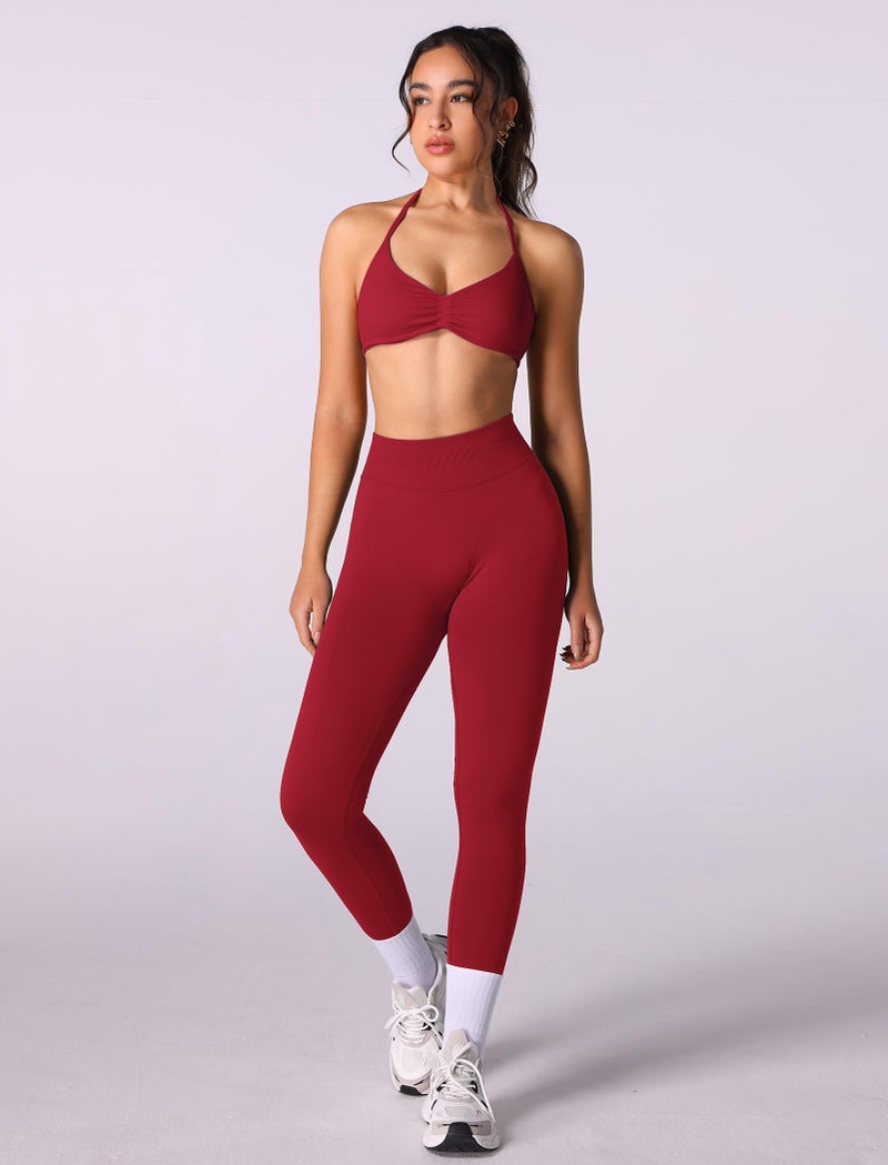 ABOCIW Workout Sets for Women 2 Piece Impact Strappy Sports Bra Scrunch Butt Lifting High Waist Leggings Sets Active Wear Gym Yoga Outfits Wide Red X-Small - Image 3