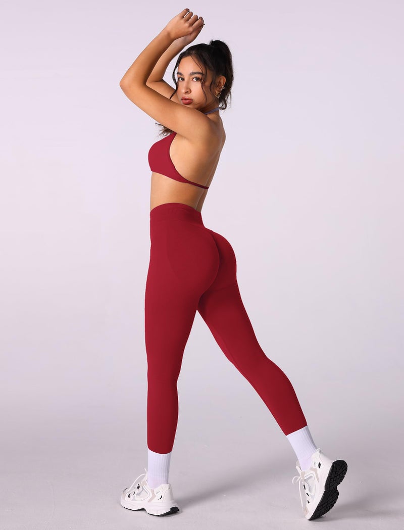 ABOCIW Workout Sets for Women 2 Piece Impact Strappy Sports Bra Scrunch Butt Lifting High Waist Leggings Sets Active Wear Gym Yoga Outfits Wide Red X-Small - Image 5