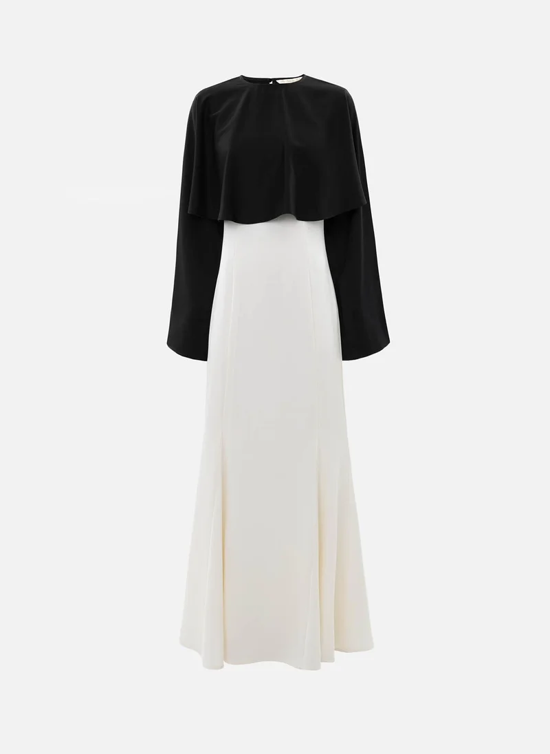 Lichi Maxi dress with voluminous cape and long sleeves