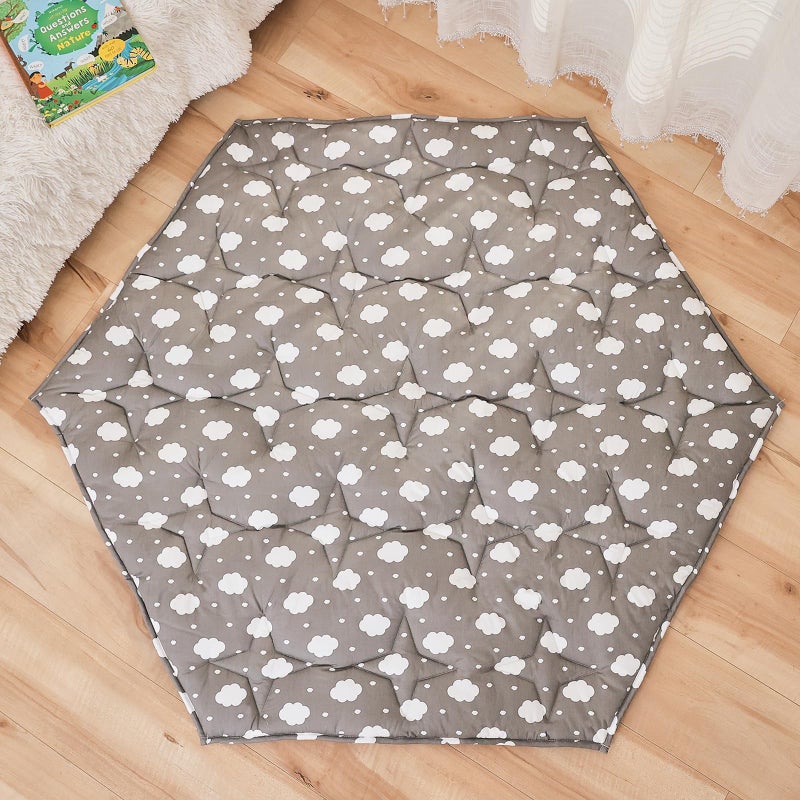 NapCure Hexagon Baby Play Mat for Floor,51"Ã—59" Thicken Ultra Soft Playmat, Washable 6 Panel Playpen Mat Non-Slip Crawling Mat for Babies Floor Tummy time(Cloud) - Image 1