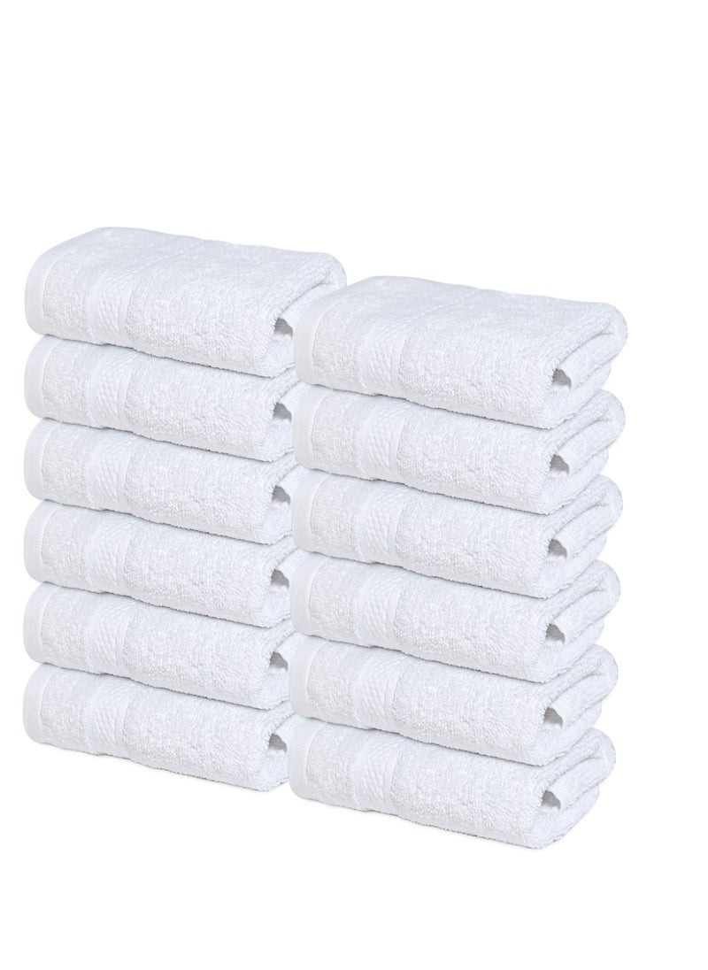 Infinitee Xclusives Infinitee Xclusives [12 Pack] Premium White Wash Cloths and Face Towels, 13 x 13 Inches (33 x 33cm) 100% Cotton, Soft and Absorbent Washcloths Set - Perfect for Bathroom, Gym, and Spa  - Image 1