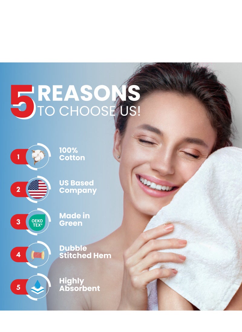 Infinitee Xclusives Infinitee Xclusives [12 Pack] Premium White Wash Cloths and Face Towels, 13 x 13 Inches (33 x 33cm) 100% Cotton, Soft and Absorbent Washcloths Set - Perfect for Bathroom, Gym, and Spa  - Image 2