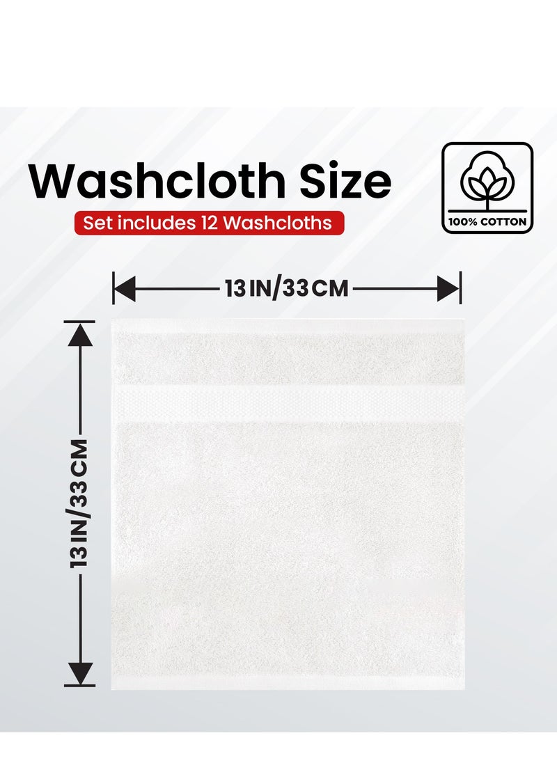 Infinitee Xclusives Infinitee Xclusives [12 Pack] Premium White Wash Cloths and Face Towels, 13 x 13 Inches (33 x 33cm) 100% Cotton, Soft and Absorbent Washcloths Set - Perfect for Bathroom, Gym, and Spa  - Image 3