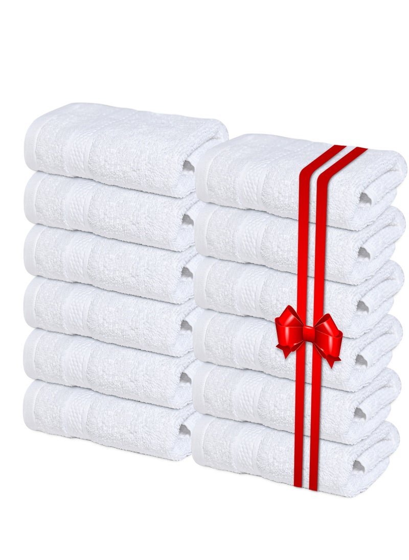 Infinitee Xclusives Infinitee Xclusives [12 Pack] Premium White Wash Cloths and Face Towels, 13 x 13 Inches (33 x 33cm) 100% Cotton, Soft and Absorbent Washcloths Set - Perfect for Bathroom, Gym, and Spa  - Image 1