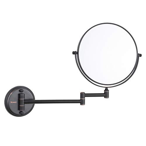 DOWRY Wall Mounted Magnifying Makeup Mirror with 10x Magnification, Oil Rubbed Bronze, 8 Inch Double-Sided Swivel Makeup Mirror Wall, 12 Inch Extension - Image 1