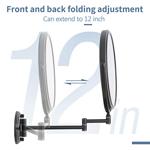 DOWRY Wall Mounted Magnifying Makeup Mirror with 10x Magnification, Oil Rubbed Bronze, 8 Inch Double-Sided Swivel Makeup Mirror Wall, 12 Inch Extension - Image 4
