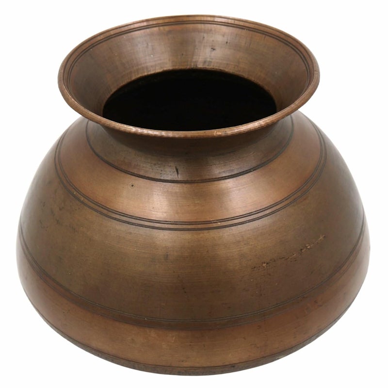 Bhunes Bhunes Brass Vintage Antique HandCarved Pot Exquisite Decorative Vessel with Intricate CarvingsBrown 115 Inch 1 Piece  - Image 2