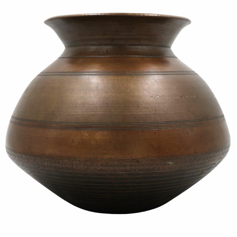 Bhunes Bhunes Brass Vintage Antique HandCarved Pot Exquisite Decorative Vessel with Intricate CarvingsBrown 115 Inch 1 Piece  - Image 3