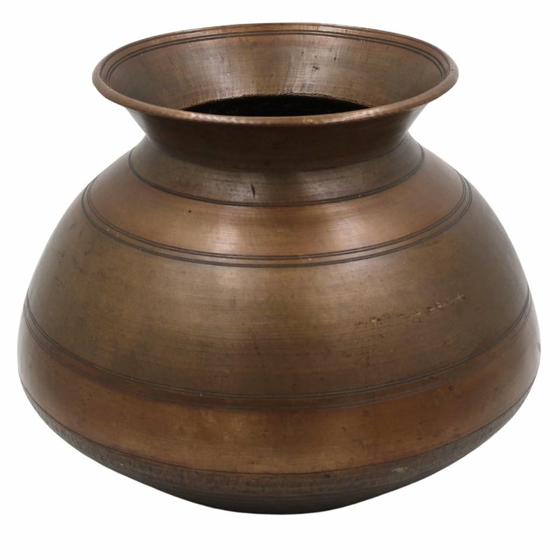 Bhunes Bhunes Brass Vintage Antique HandCarved Pot Exquisite Decorative Vessel with Intricate CarvingsBrown 115 Inch 1 Piece  - Image 1
