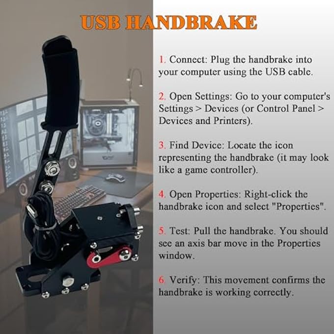 rayihni RACING GAME USB HANDBRAKE FOR 16BIT SIM FOR RACING GAMES, COMPATIBLE WITH G27 G29 G920 G923 T500 T300 SIMULATE LINEAR HANDBRAKE - Image 3