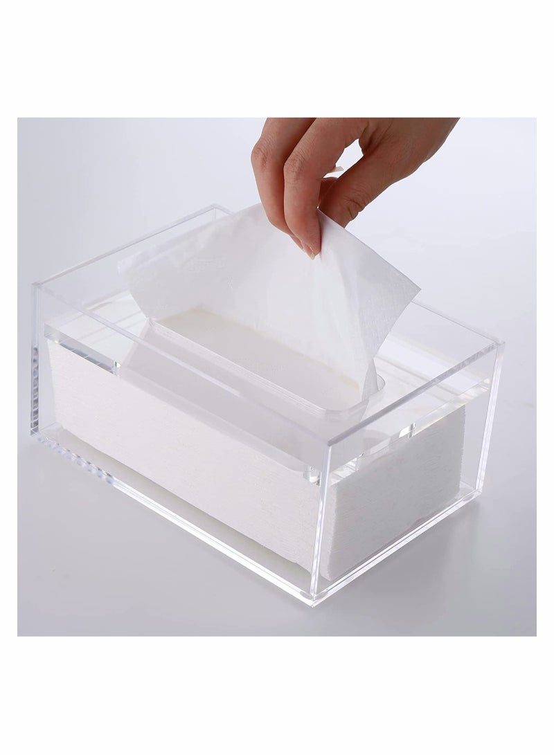 Zikra Acrylic Tissue Dispenser Box Cover Holder Clear Rectangle Napkin Organizer for Bathroom, Kitchen and Office Bedroom - Image 3