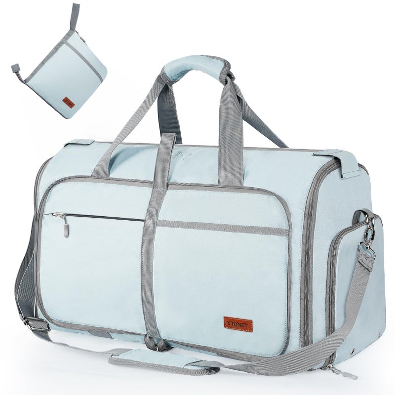 Ytonet â€ŒYtonet Foldable Garment Duffle Bags for Travel, Carry On Convertible Duffel Bag with Shoe Compartment & Water Resistant Fabric, 2-in-1 Hanging Suit Organizer, Mint Green - Image 1