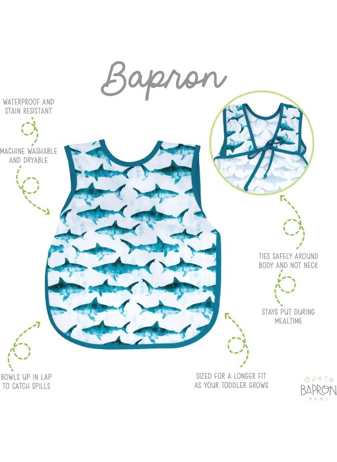 BapronBaby BapronBaby Shark Attack Bapron - No Neck Tie Safer Bib for Baby & Toddler - Soft Waterproof Stain Resistant - Machine Washable - Sz Baby/Toddler 6m-3T  - Image 2