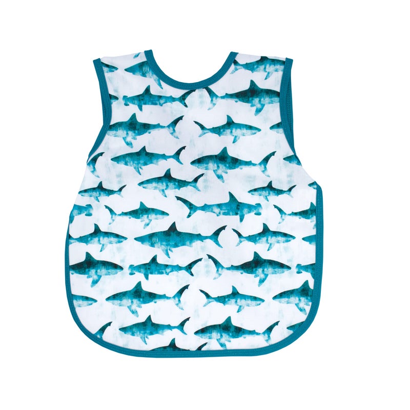 BapronBaby Shark Attack Bapron - No Neck Tie Safer Bib for Baby & Toddler - Soft Waterproof Stain Resistant - Machine Washable - Sz Baby/Toddler 6m-3T - Image 1