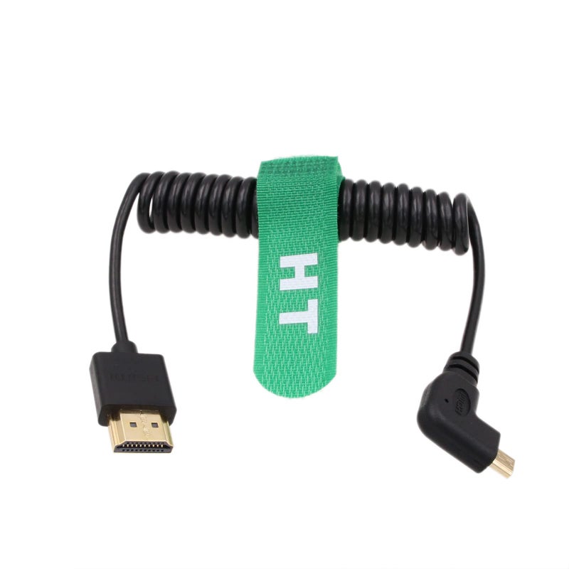 HangTon Micro HDMI 4K 60Hz 8K Right Angle HDMI Coiled Cable for Sony A6400 A7R Canon R5 R6 GH4 S5 Z50 Camera ATOMOS Ninja V Portkeys Monitor Type A D HDMI 2.1 - Image 2