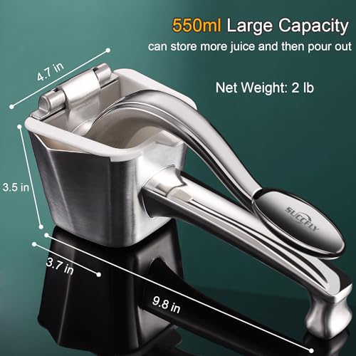 SUCCFLY Lemon Squeezer Stainless Steel, Manual Juicer Citrus Lime Orange Fruit Squeezer Heavy Duty Ergonomic Handle Labor-saving Large Capacity Juice Press Hand Handheld Juicer (5 Year Warranty) - Image 5