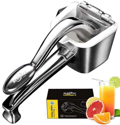 SUCCFLY Lemon Squeezer Stainless Steel, Manual Juicer Citrus Lime Orange Fruit Squeezer Heavy Duty Ergonomic Handle Labor-saving Large Capacity Juice Press Hand Handheld Juicer (5 Year Warranty) - Image 1