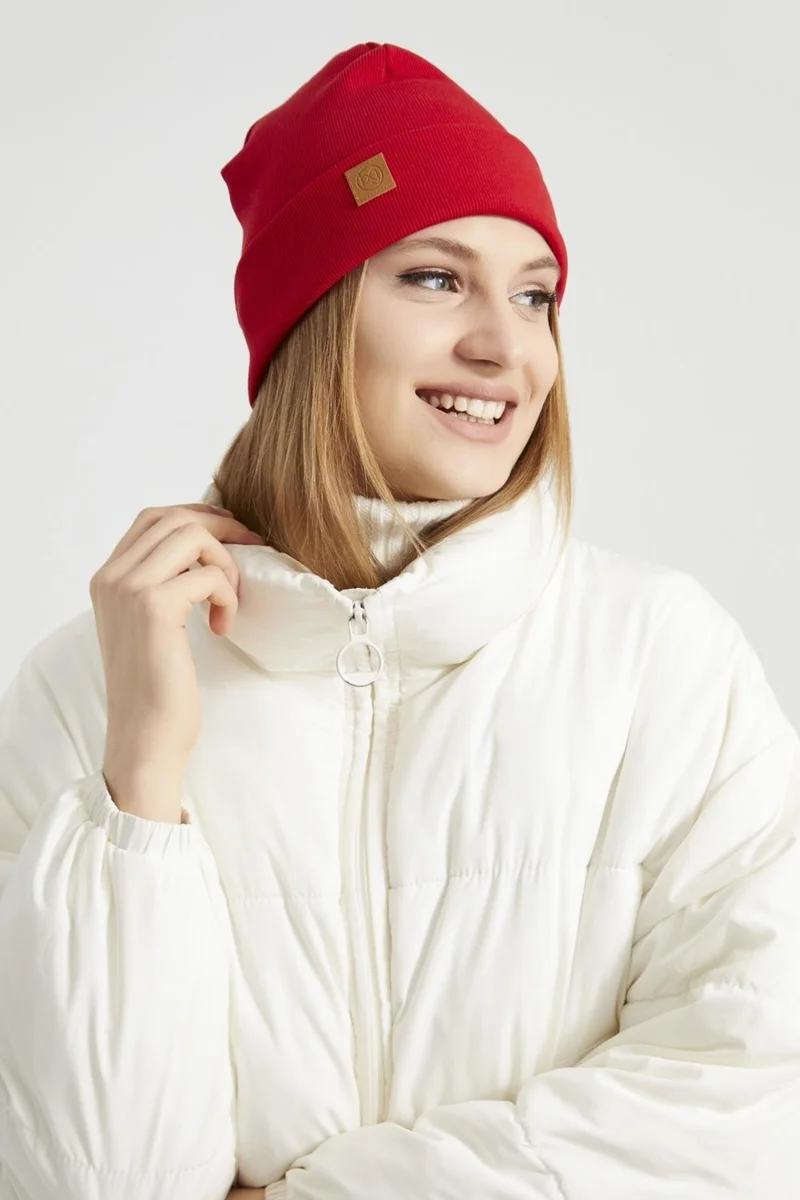 Butikgiz Woman Young Girl Vivid Red Hat Beanie - Sport, Comfortable, 100% Cotton, Handmade, Local Production