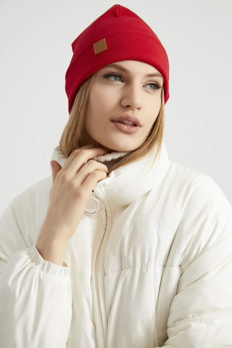 Butikgiz Woman Young Girl Vivid Red Hat Beanie - Sport, Comfortable, 100% Cotton, Handmade, Local Production