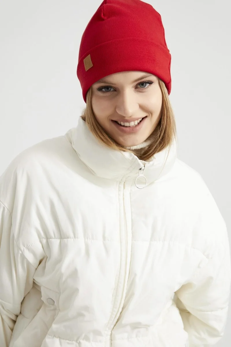 Butikgiz Woman Young Girl Vivid Red Hat Beanie - Sport, Comfortable, 100% Cotton, Handmade, Local Production