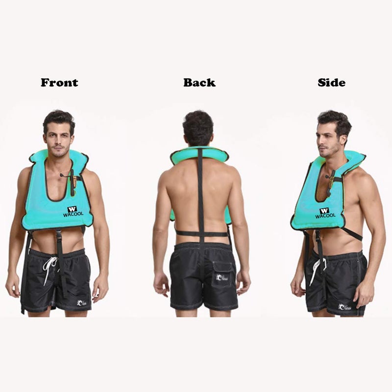 WACOOL Inflatable Snorkel Diving Swimming Scuba Vest Jacket for Adult Youth Kids (Kids, Sky Blue) - Image 5