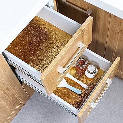 HAPPYMATES Aluminum Foil Backsplash Sticker Wallpaper Waterproof Oil Resistant for Kitchen Wallpaper Oil Proof and Waterproof Roll Walls Drawers and Shelves (12 X 48 Inch, Gold Texture) - Image 5