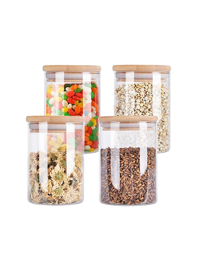 Zaboon Glass Storage Jars With Airtight Bamboo Lid Aoeoe 27 Oz Glass Food Storage Jar Glass Kitchen Canisters Clear Container For Coffee Bean Storage Dry Goods Cookie Candy Tea Spices And More - Image 2