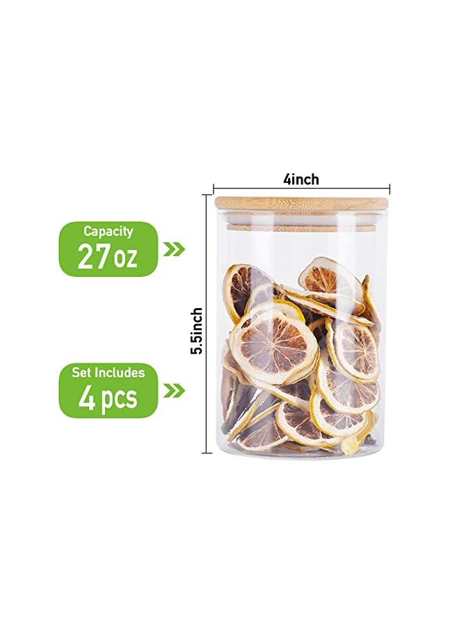 Zaboon Glass Storage Jars With Airtight Bamboo Lid Aoeoe 27 Oz Glass Food Storage Jar Glass Kitchen Canisters Clear Container For Coffee Bean Storage Dry Goods Cookie Candy Tea Spices And More - Image 3