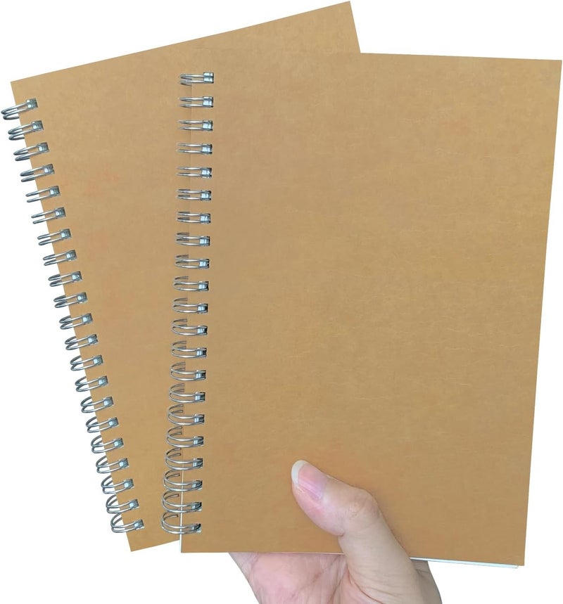 DSTELIN Premium 2Pack Sketchbooks  Soft Cover 140 Pages 70 Sheets 75 x 51 inches 100GSM Paper Brown Spiral Notebooks Set  - Image 1