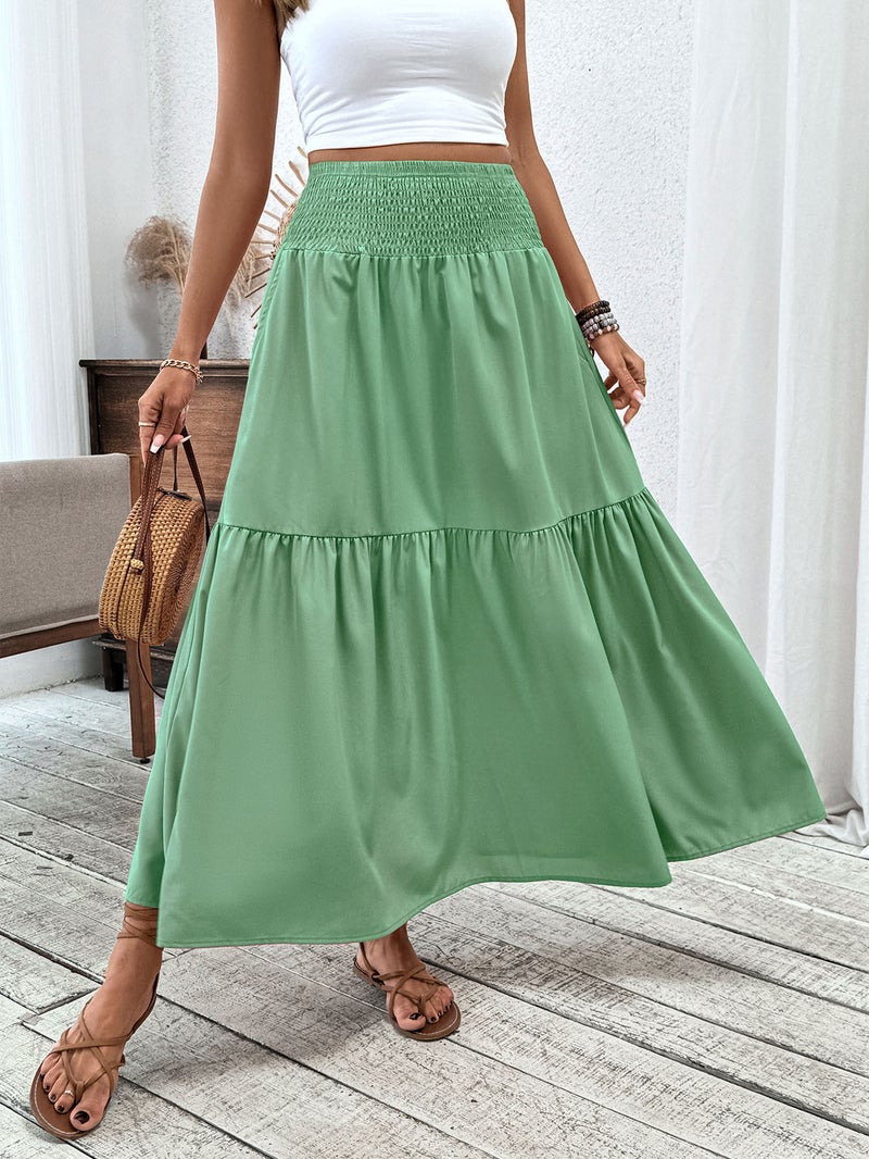 Women's Floral Print High-Waist A-Line Long Skirt