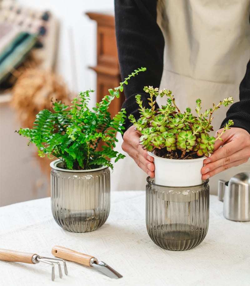 Josteve 4.5 Inch 2 Pcs Self Watering Hanging Planter Indoor Plant Pots Drainage Holes, Outdoor Small Hanging Planters Flower Pot Basket, Visible Water Level, Plant Hanger Home Decor, Gardening - Image 3