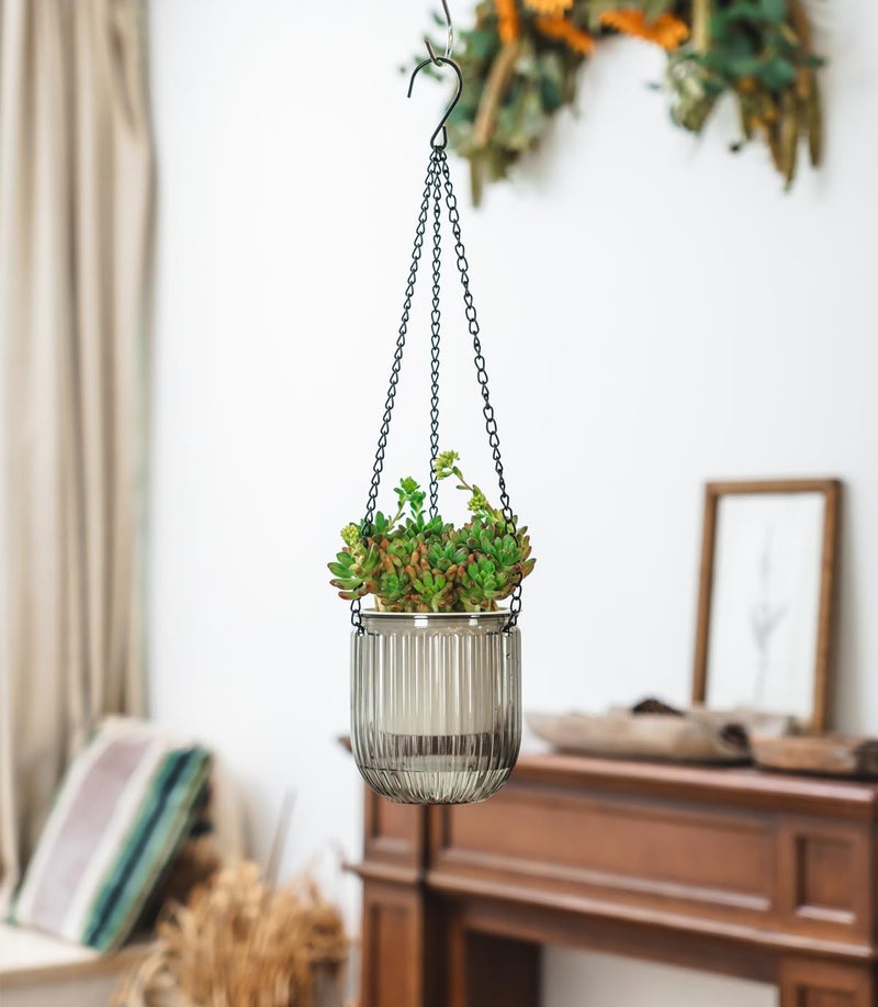 Josteve 4.5 Inch 2 Pcs Self Watering Hanging Planter Indoor Plant Pots Drainage Holes, Outdoor Small Hanging Planters Flower Pot Basket, Visible Water Level, Plant Hanger Home Decor, Gardening - Image 4