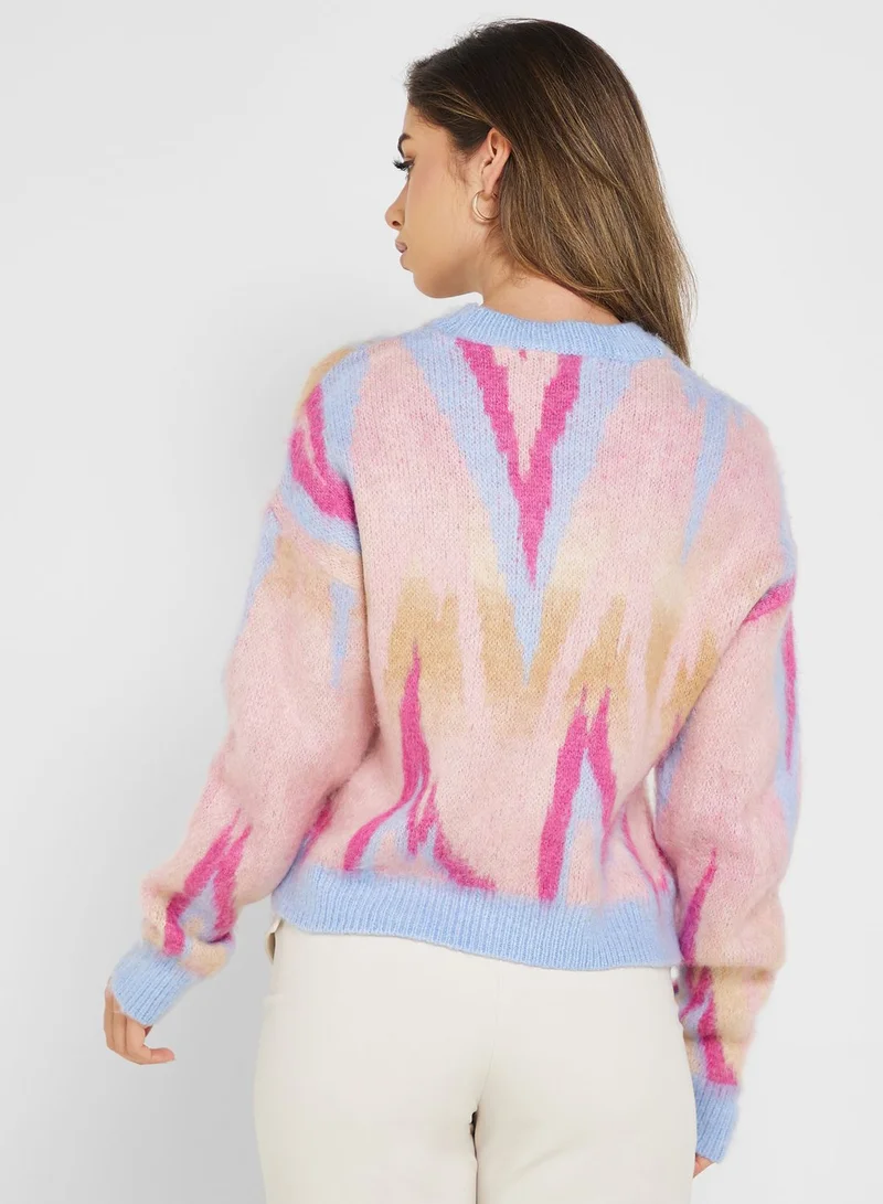 ONLY Printed Puff Sleeve Sweater