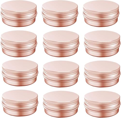 BallHull 1 oz Aluminum Tin Jar with Screw Cap Refillable Container for Cosmetic, Lip Balm, Cream, Rose Gold 12 Pcs. - Image 1