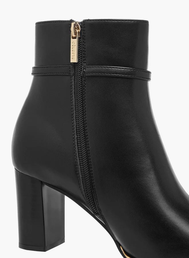 Celeste Women's Solid Ankle Boots with Zip Closure and Block Heels