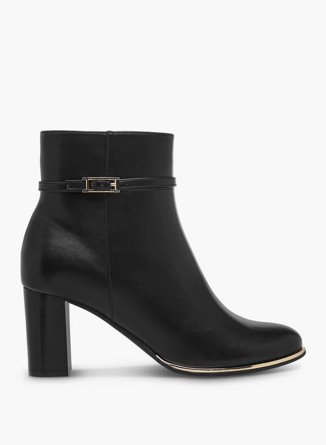 سيليست Women's Solid Ankle Boots with Zip Closure and Block Heels