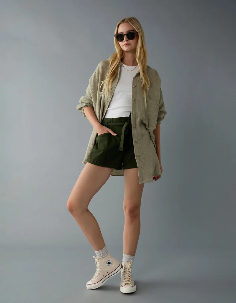 امريكان ايجل قميص فضفاض مزيّن بعبارة