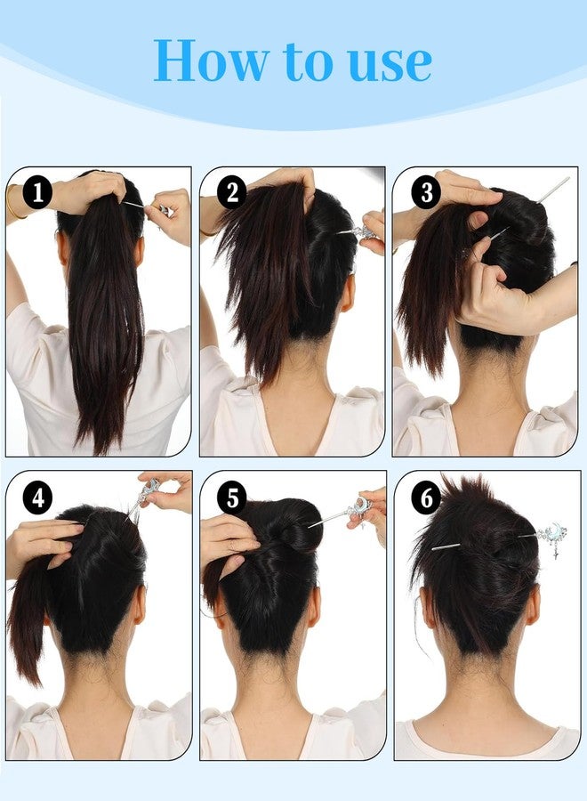 Buildcon 4-Piece Set Hair Stick for Bun, Hair Accessories for Women, Hair Bun Sticks for Frizzy Hair, With Moonstone Tassels, Elegant Hair Pins for Women's Hairstyles - Image 4