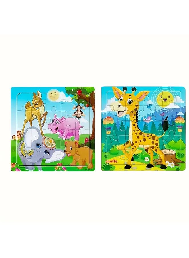 Wooden Deer And Elephant Puzzle Educational Animal Jigsaw Game For Kids Ages 3 6 Years Old - Image 1