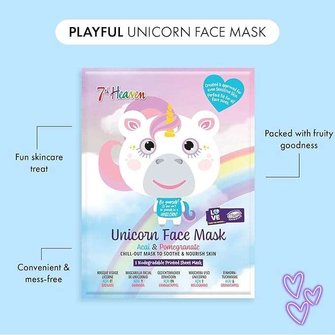 7th Heaven قناع وجه يونيكورن من 7th Heaven مع أكاي ورمان لتهدئة وتغذية البشرة 1 قطعة عبوة من 1 - Image 2