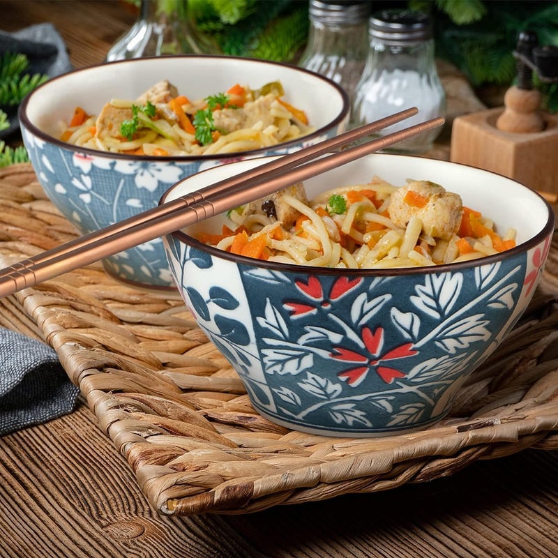 DLEST Ceramic Bowl Set of 4, 300ml Capacity, Microwave & Dishwasher Safe, Elegant Design for Serving Rice, Soup, Salad, and Desserts - Durable, Stylish, and Perfect for Indian Home Dining - Image 3