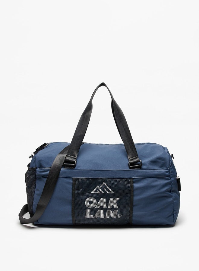 Kappa Men Logo Embroidered Duffel Bag with Double Handle and