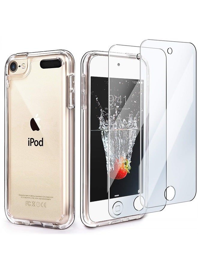 IDWELL iPod Touch 7 Case Clear,IDWELL Touch 6 Touch 5 Case with 2 Screen Protectors, Clear Slim Soft TPU Bumper Hard Cover for iPod Touch 5/6/7th Generation (Latest Model,2019 Released), HD Clear - Image 1