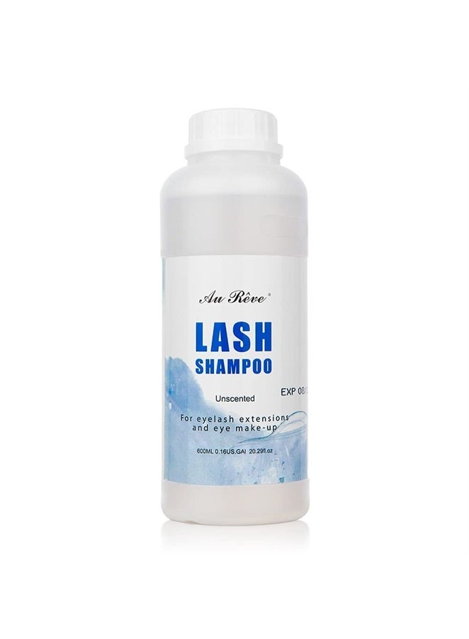 AuReve Eyelash Extension Cleanser Lash Shampoo Eyelash Extension Shampoo Lash Foam Cleanser Eyelid Cleanser for Makeup Remover Eyelash Care, Paraben & Sulfate Free for Salon and Home Use (Original 600ml) - Image 1